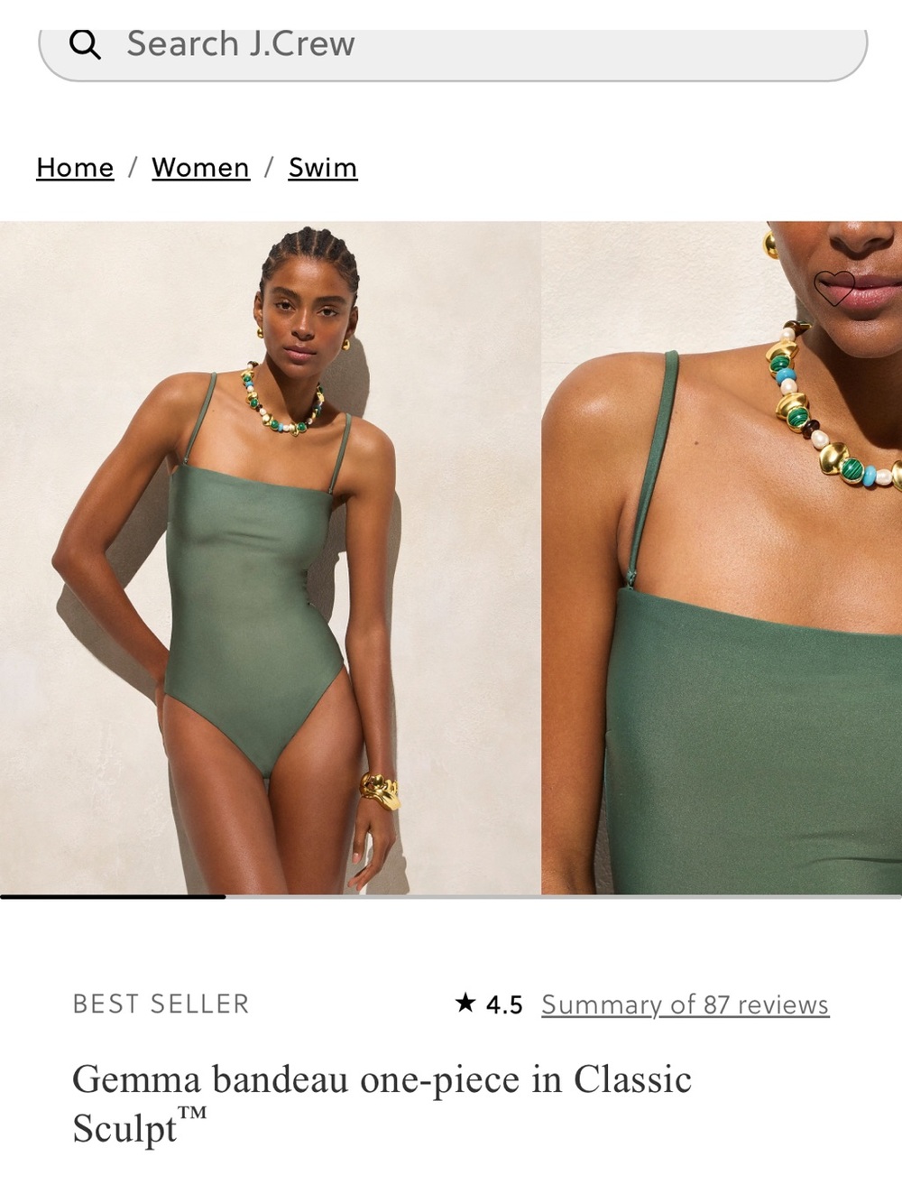 NWT J. Crew Gemma bandeau one piece sculpt swimsuit size 10 - Picture 6 of 6